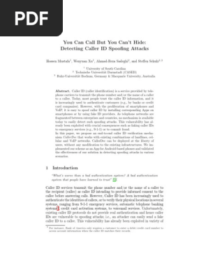 Caller Id Spoofing Detection