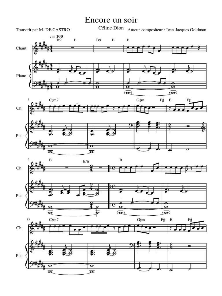 Pour Que Tu M aimes Encore Partition Pdf Dos, dos, dos partie Correspondant Chargé profil pont Policier partition  piano destin celine dion - latelierdurythme.fr