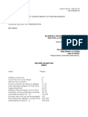 Court File No. 126-13-CA (Ref-F - C253 - 13) Complete Court Bundle, PDF, Real Estate Appraisal