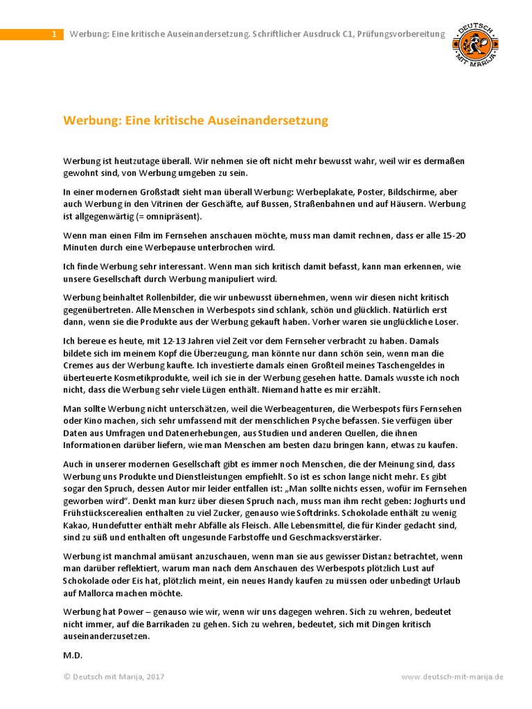 Schriftlicher Ausdruck C1 Prüfungsvorbereitung PDF