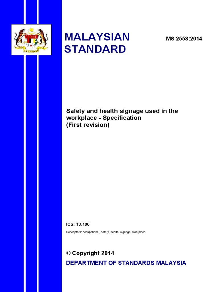 Malaysian Standards PDF Standardization Occupational Safety And