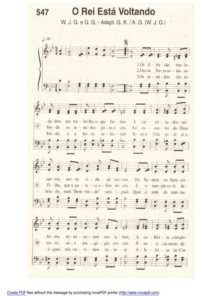 Harpa Crista Com Partitura o Rei Esta Voltando | PDF