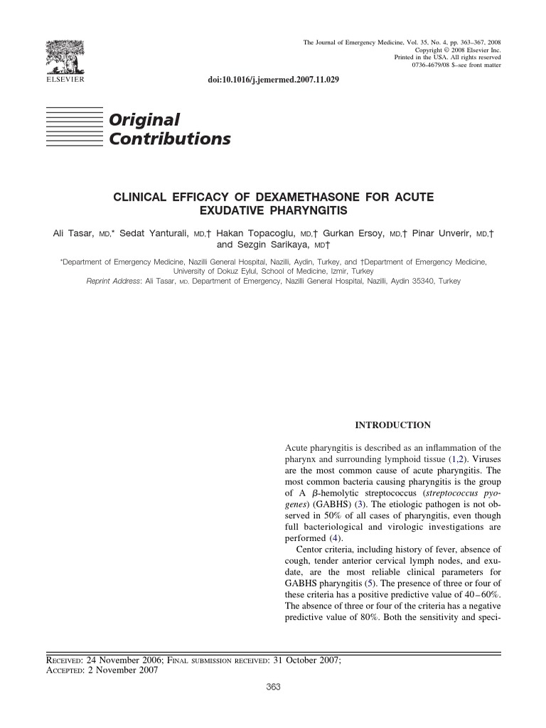 Clinical Efficacy of Dexamethasone For A | PDF | Pain Management | Placebo