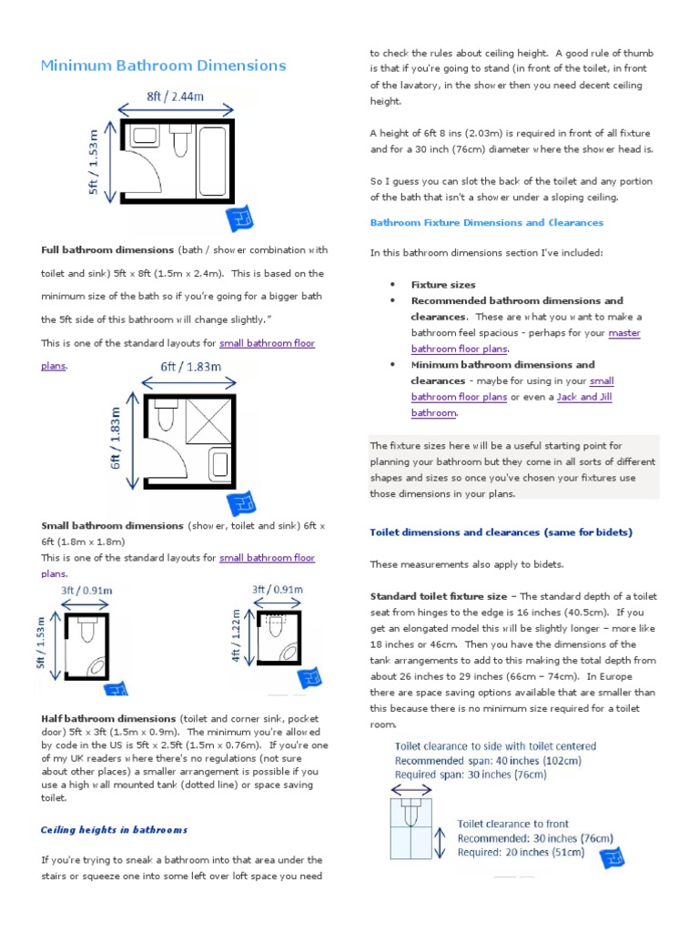 Minimum Bathroom Dimensions | PDF | Bathroom | Sink, image size:768x1024