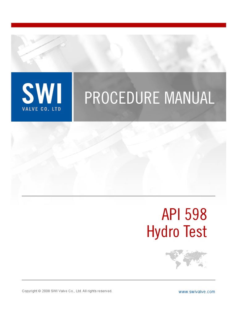 API 598 Valve Hydrotest PDF | PDF | Valve | Stainless Steel