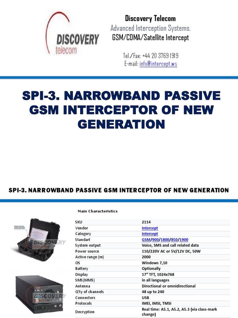 Spi 3 Narrowband Passive Gsm Interceptor Of New Generation Gsm Telecommunication