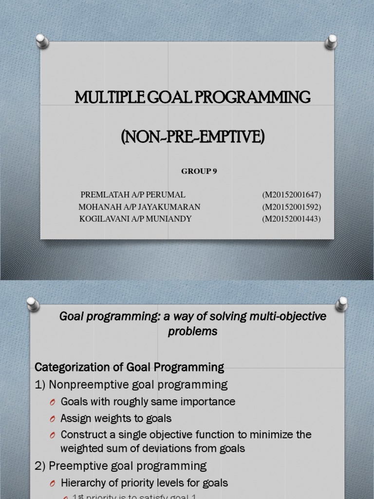 Multiple Goal Programming | PDF | Capital (Economics) | Loss Function