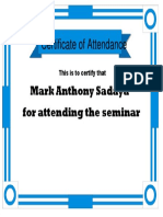 Certificate of Attendance Seminar