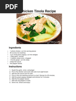 Tinola ingredients best sale