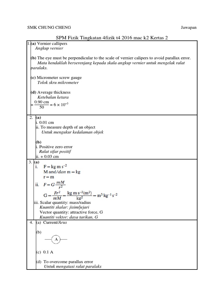 Jawapan Fizik Kertas 2 Mac 2018 Pdf