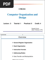 Computer Organization and Design: Lecture: 3 Tutorial: 1 Practical: 0 Credit: 4