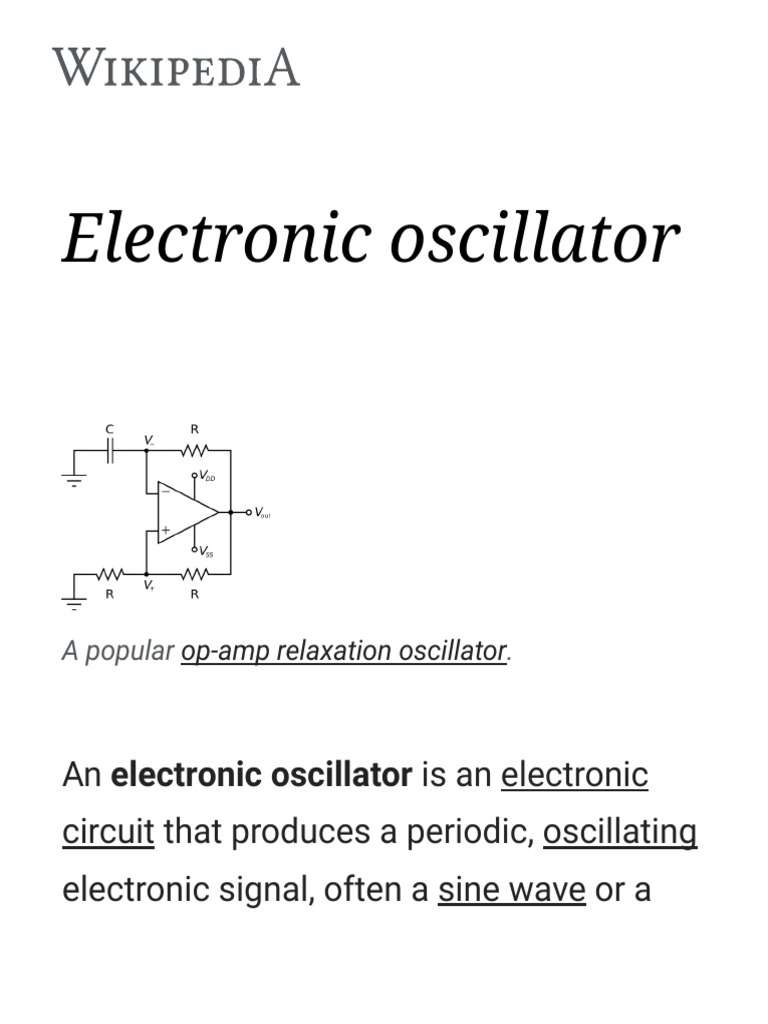 Electronic Oscillator Wikipedia Electronic Oscillator Analog Circuits