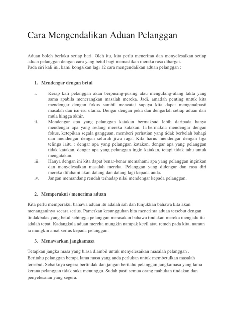 Cara Mengendalikan Aduan Pdf