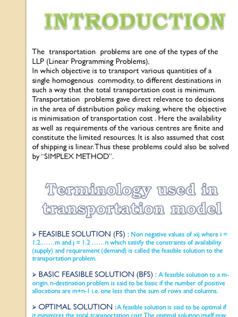 Transportation Problems | Download Free PDF | Mathematical Optimization ...