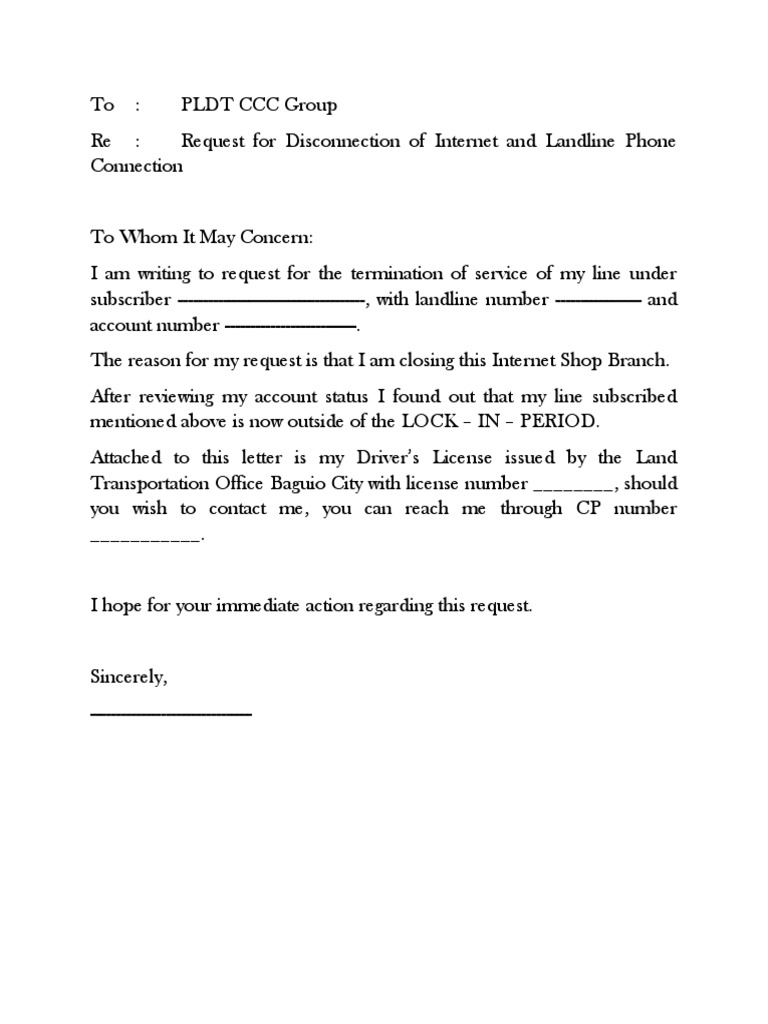 Disconnection Letter PDF