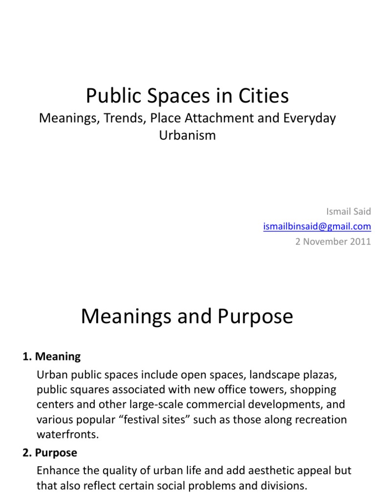 Urban Public Spaces: Trends and Meanings | PDF | Landscape | Emotions