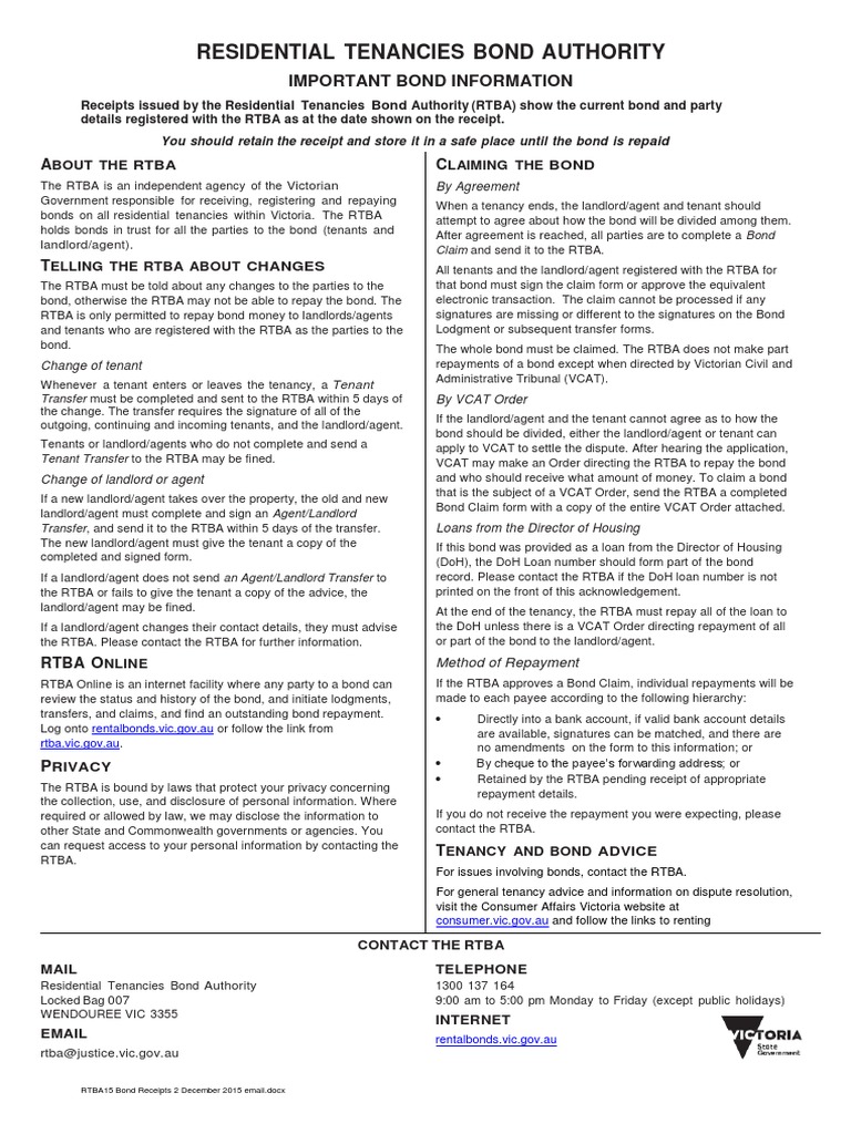 Understanding Residential Tenancy Bonds in Victoria A Comprehensive