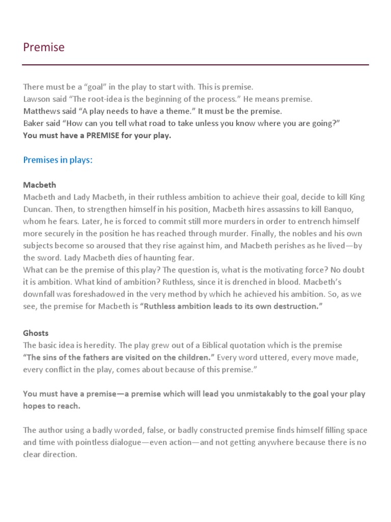 Understanding Premise in Playwriting | PDF | Macbeth | Science