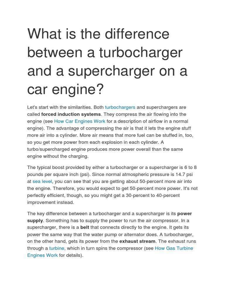 What Is The Difference Between A Turbocharger and A Supercharger On A