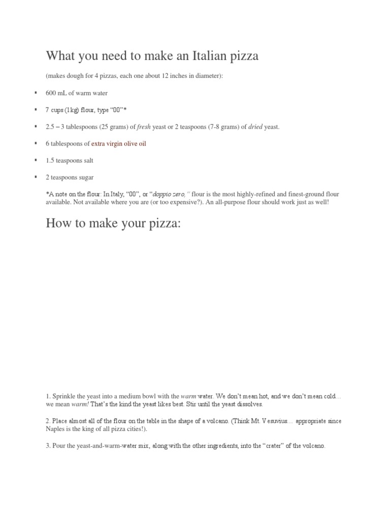 Authentic Italian Pizza Dough Recipe | PDF | Pizza | Dough