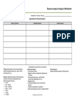 Business Impact Analysis Worksheet: Operational & Financial Impacts