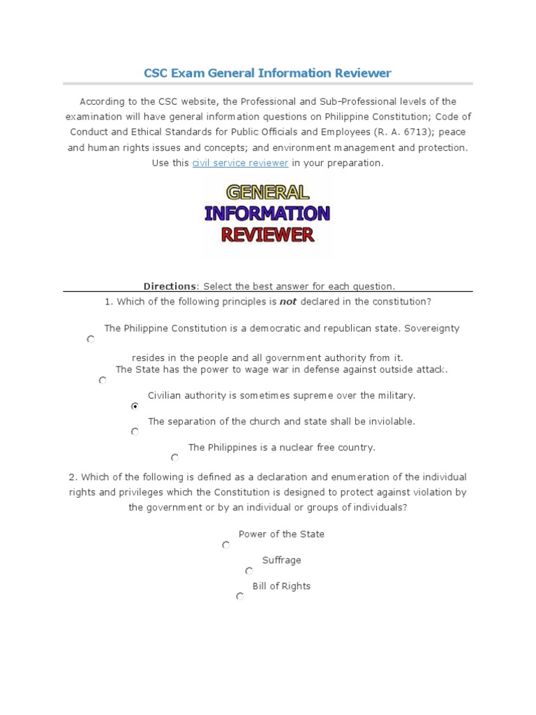 Csc exam general information reviewer pdf pdf constitution government