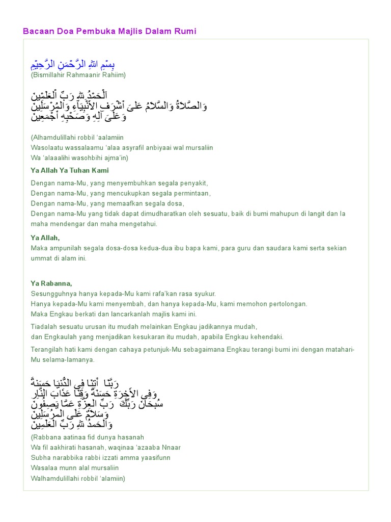 Doa Pembuka Majlis Azhan Pdf