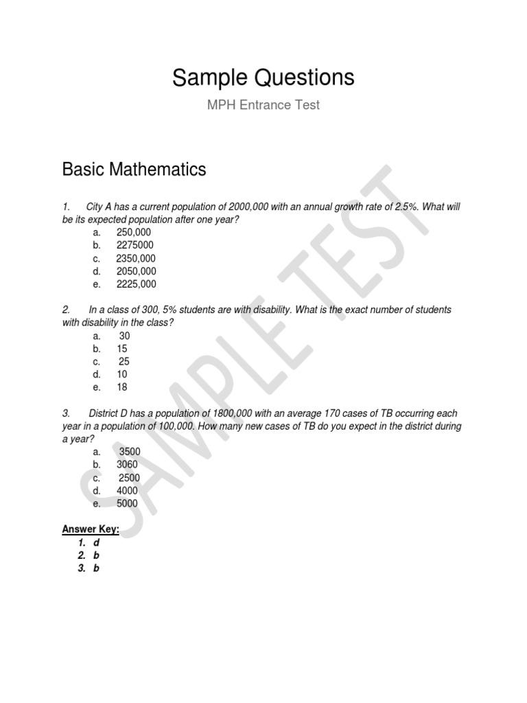(WWW EntranceExam Net) SAMPLE MPH Entrance Test PDF Social