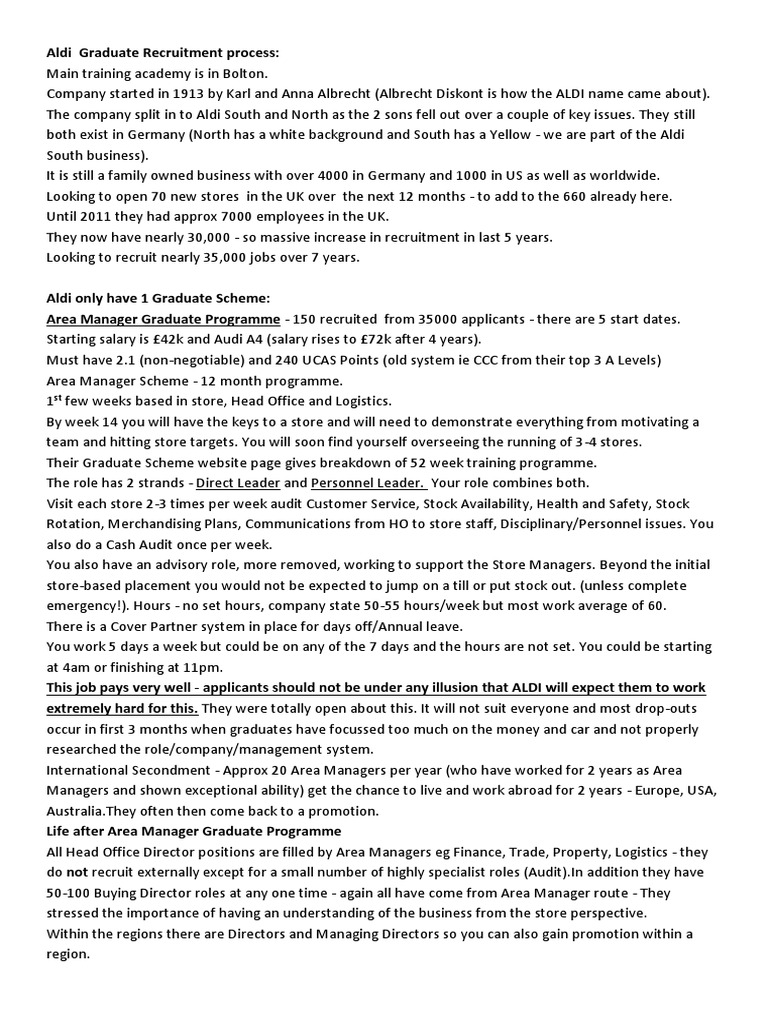 Aldi Graduate Recruitment Process | PDF | Employment | Economies