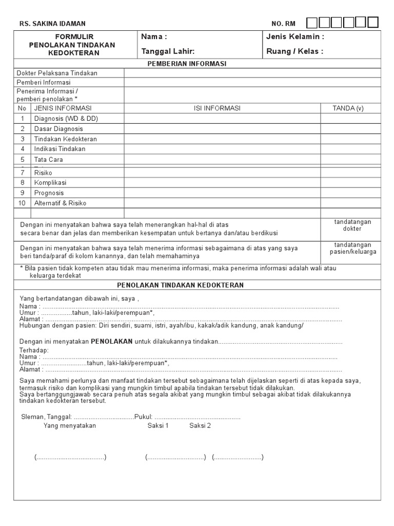 Formulir Penolakan Tindakan Medis Dalchaebi