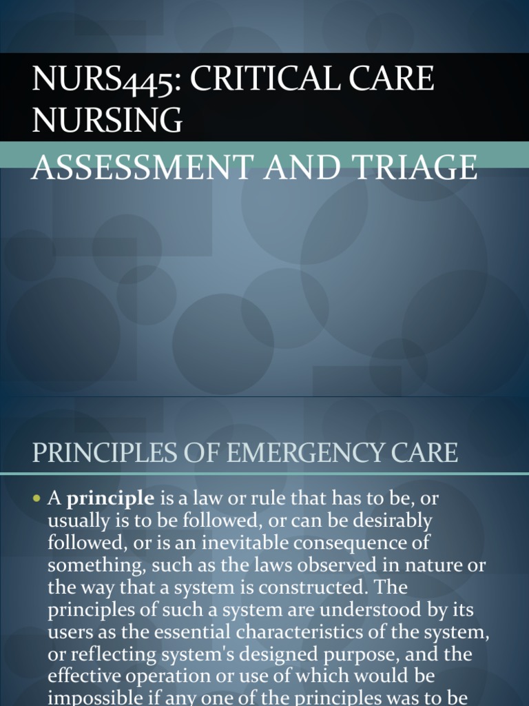Emergency Care and Triage Principles | PDF | Emergency Department ...