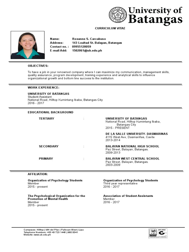 OJT Resume Example for Students | PDF | Psychology | Behavioural Sciences