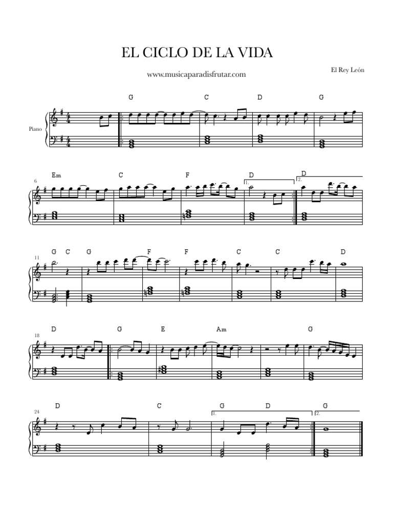 El Ciclo De La Vida Letra Español