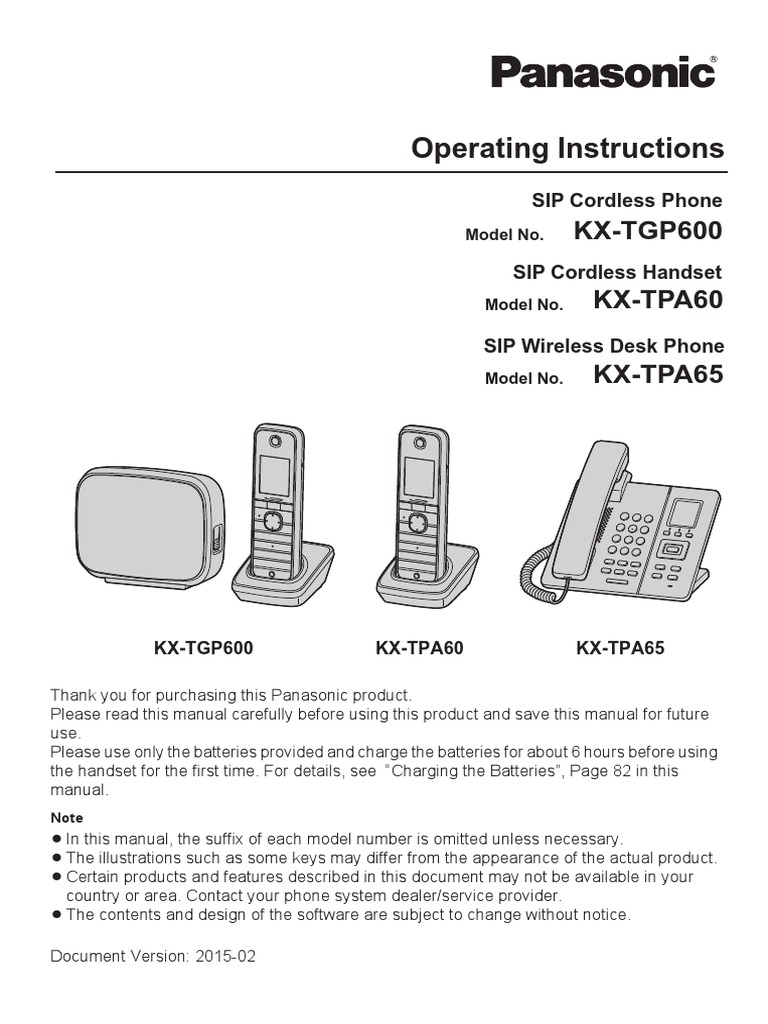 Panasonic KX-TGP600 | Telephone | Electromagnetic Interference | Free