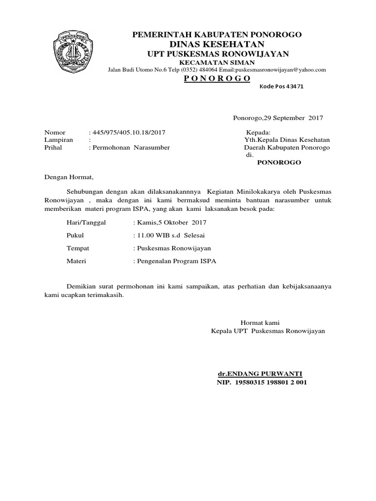 Permohonan Narasumber