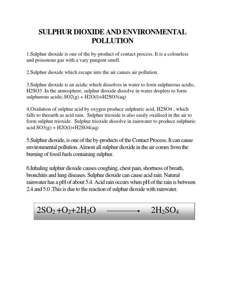 Sulphur Dioxide and Acid Rain Effects | PDF | Sulfur Dioxide | Sulfur