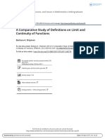 A Comparative Study of Definitions on Limit and Continuity of Functions