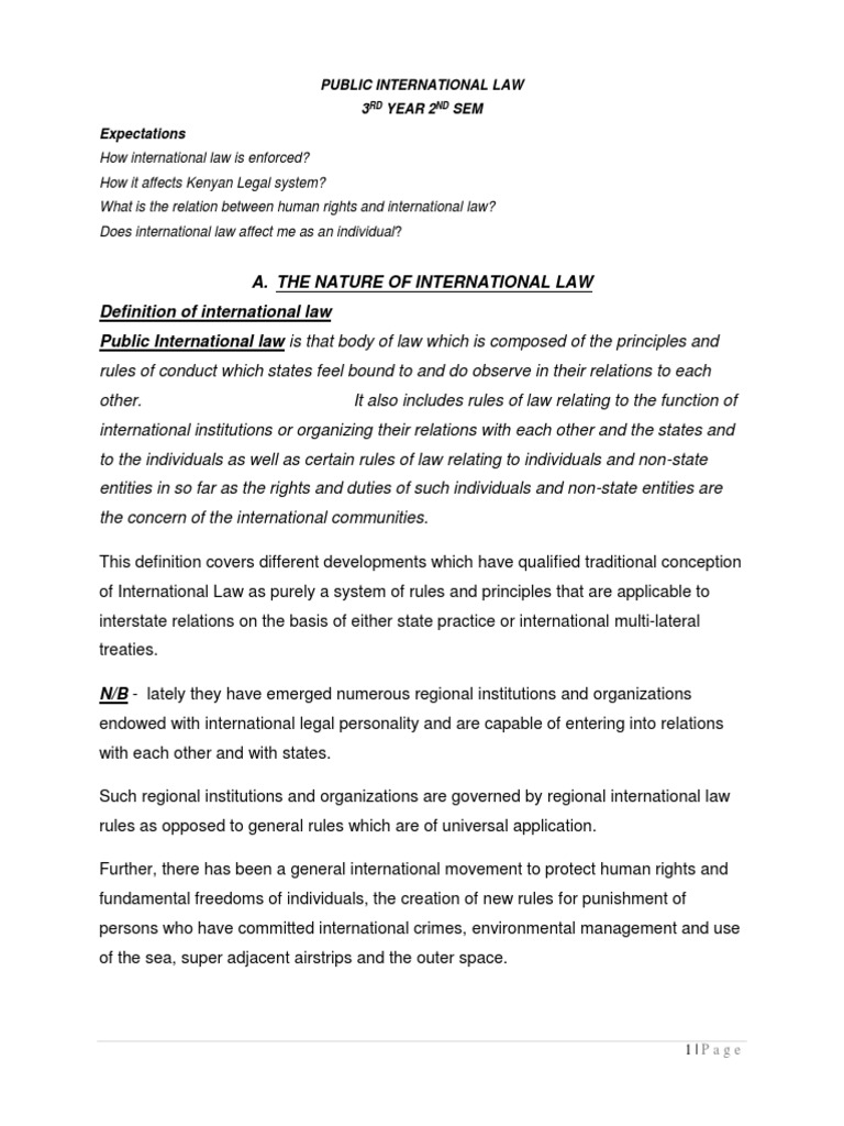 Public International Law Lecture Notes | PDF | Public International Law ...