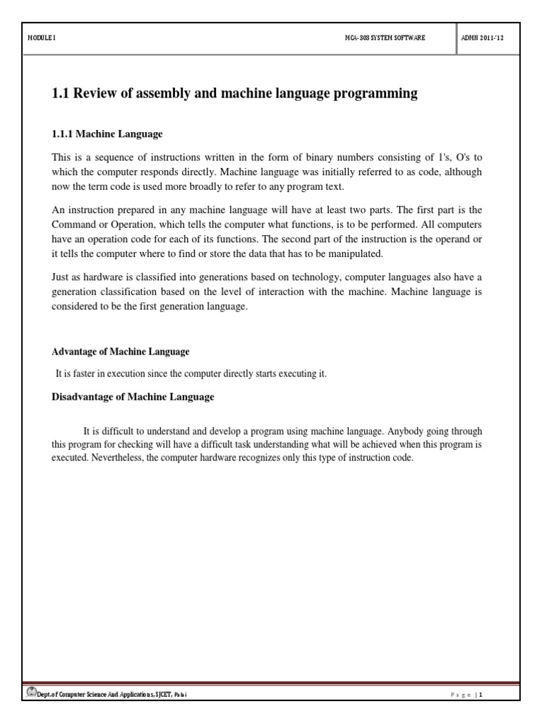 Module 1 PDF | PDF | Assembly Language | Computer Program