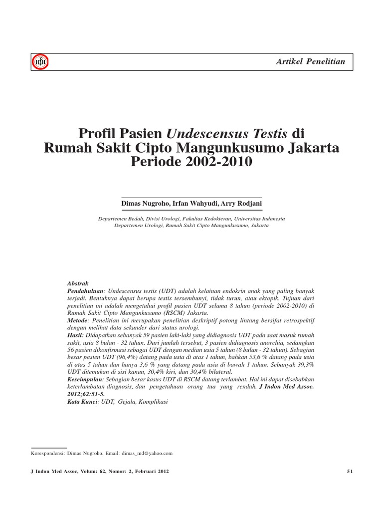 Profil Pasien UDT di RSCM 2002-2010 | PDF | Pengembangan Diri | Sains ...