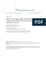 Review of Google scholar, Web of Science, and Scopus search results