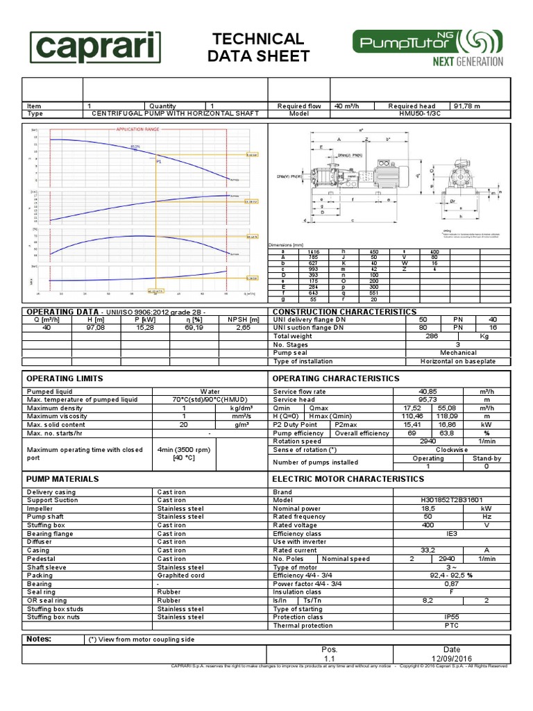 Caprari HMU1 Centrifugal Pump PDF | PDF | Pump | Electric Motor
