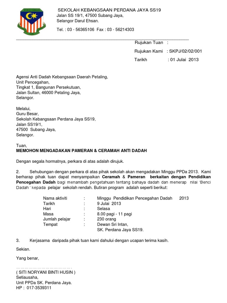 Surat Jemputan Penceramah Aadk Pdf