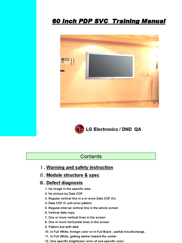 LG Training Manual TV Plasma 60 INCH PDP