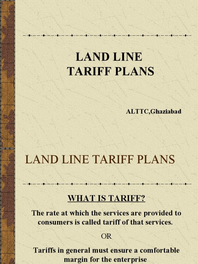 Land Line Tariff Plans: ALTTC, Ghaziabad | PDF | Tariff | Public ...