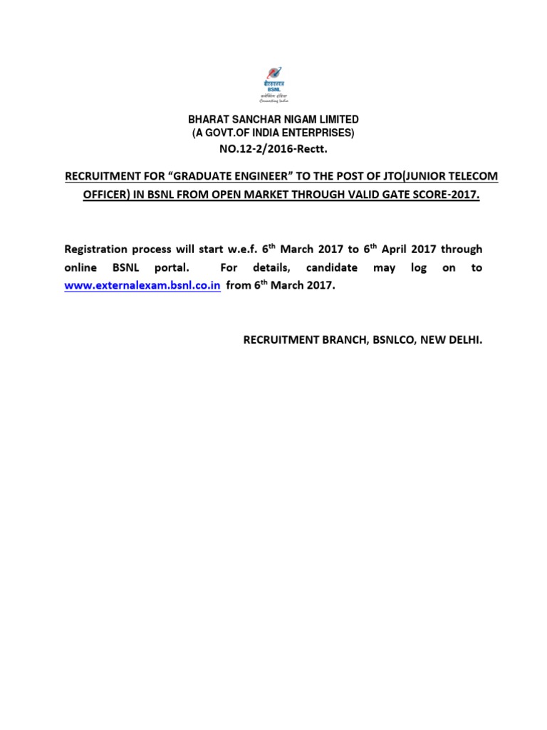 WWW Externalexam bsnl Co in Bharat Sanchar Nigam Limited A Govt 