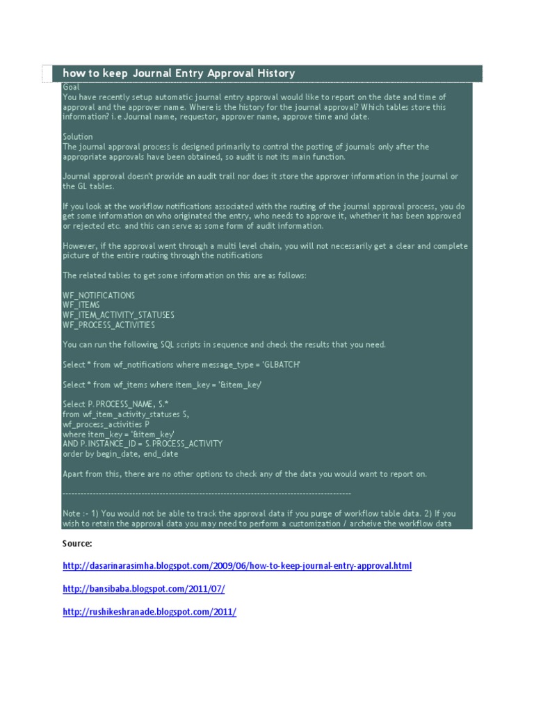 History | Approval Entry Software ... Journal How Keep to