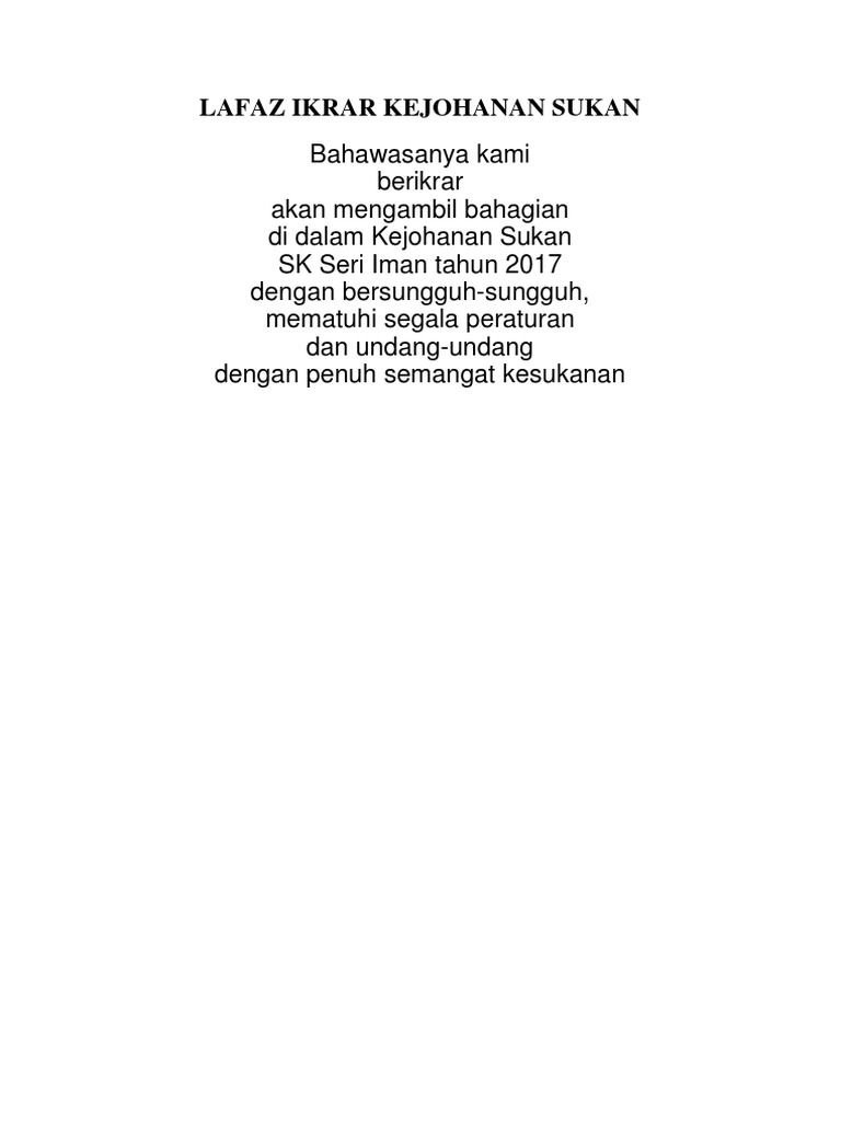 Lafaz Ikrar Kejohanan Sukan Pdf Pdf