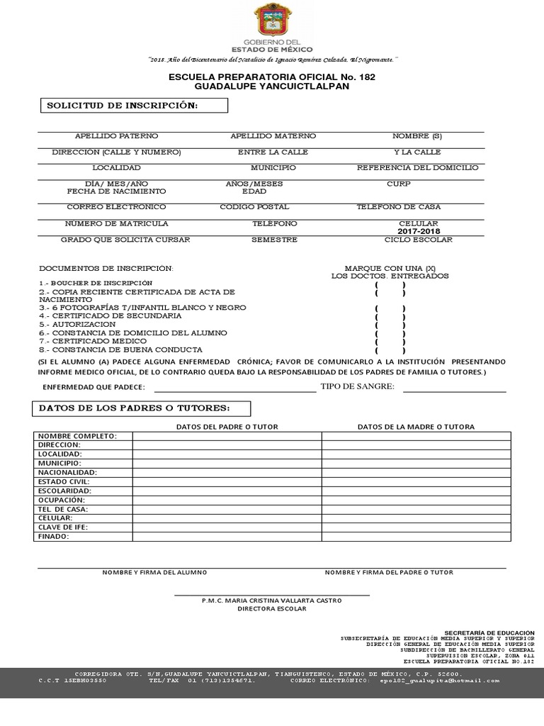 Solicitud de Inscripcion Cambio de Escuela Educación