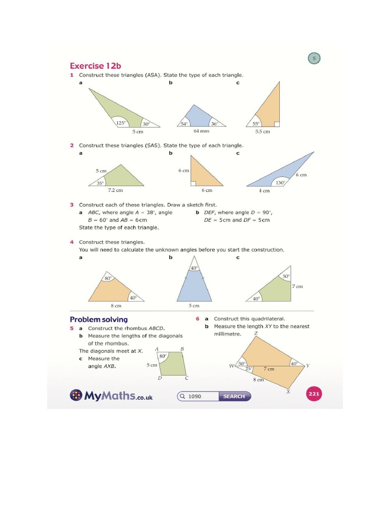 Constructing Triangles Worksheet PDF